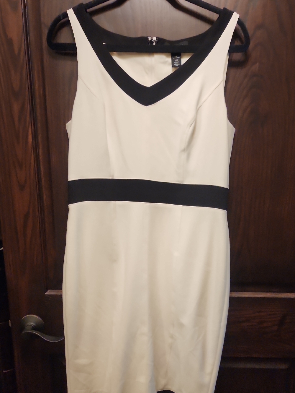 White House Black Market Black & White V-Neck Midi Dress